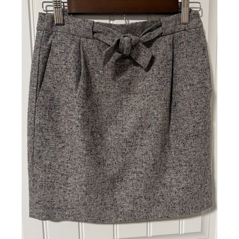 J. Crew Wool Silk Blend Size 0 Gray Speckled Above the Knee Lined Skirt